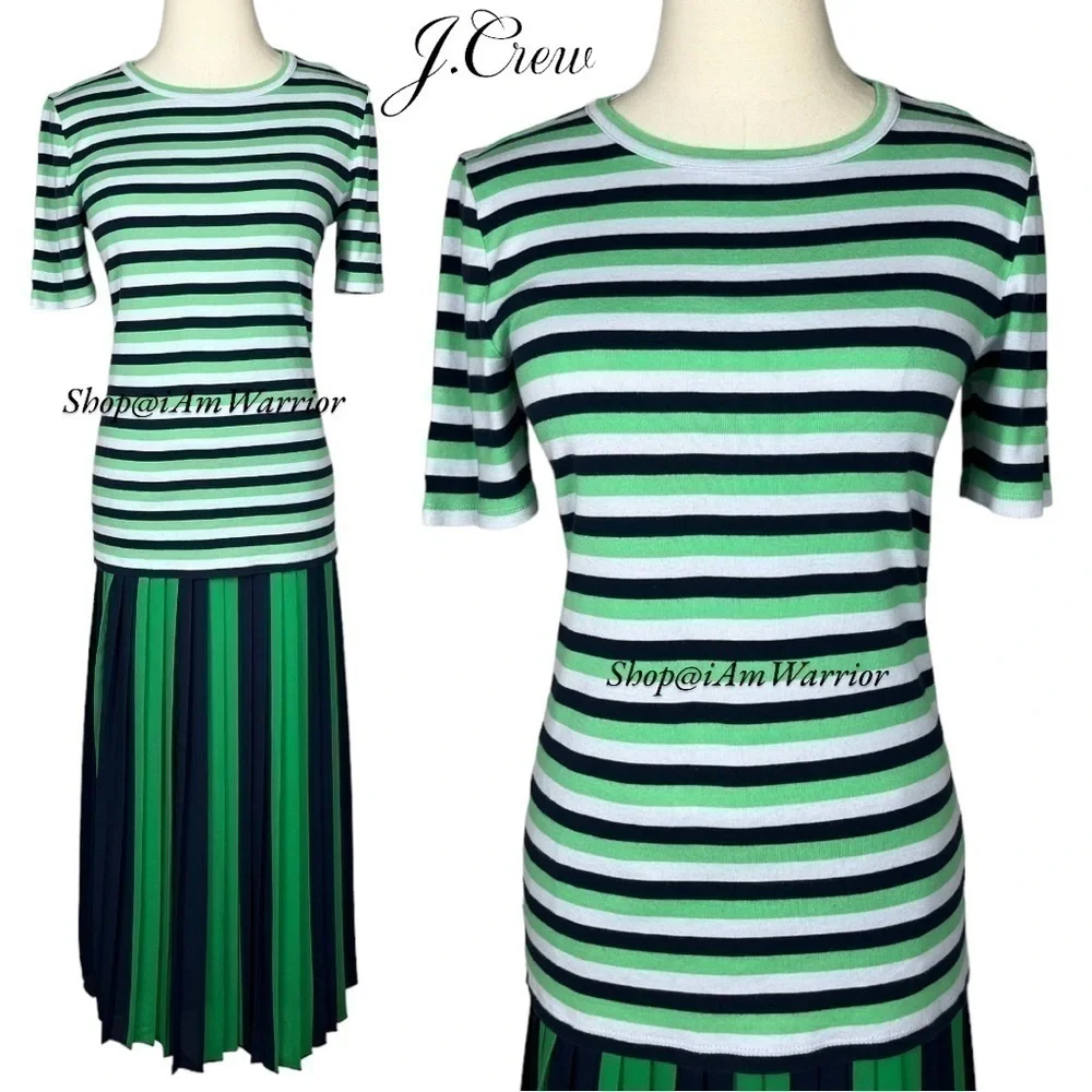 J.Crew short stretch cotton green stripe perfect t-shirt *shop@iamwarrior - Picture 4 of 9